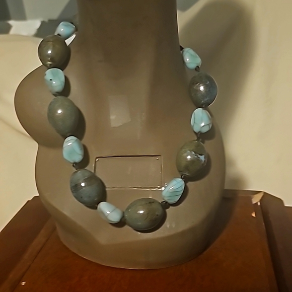 Vintage Chucky Navajo Natural Green/Blue Turquoise & Silpada Gemstone Necklace - Picture 7 of 7